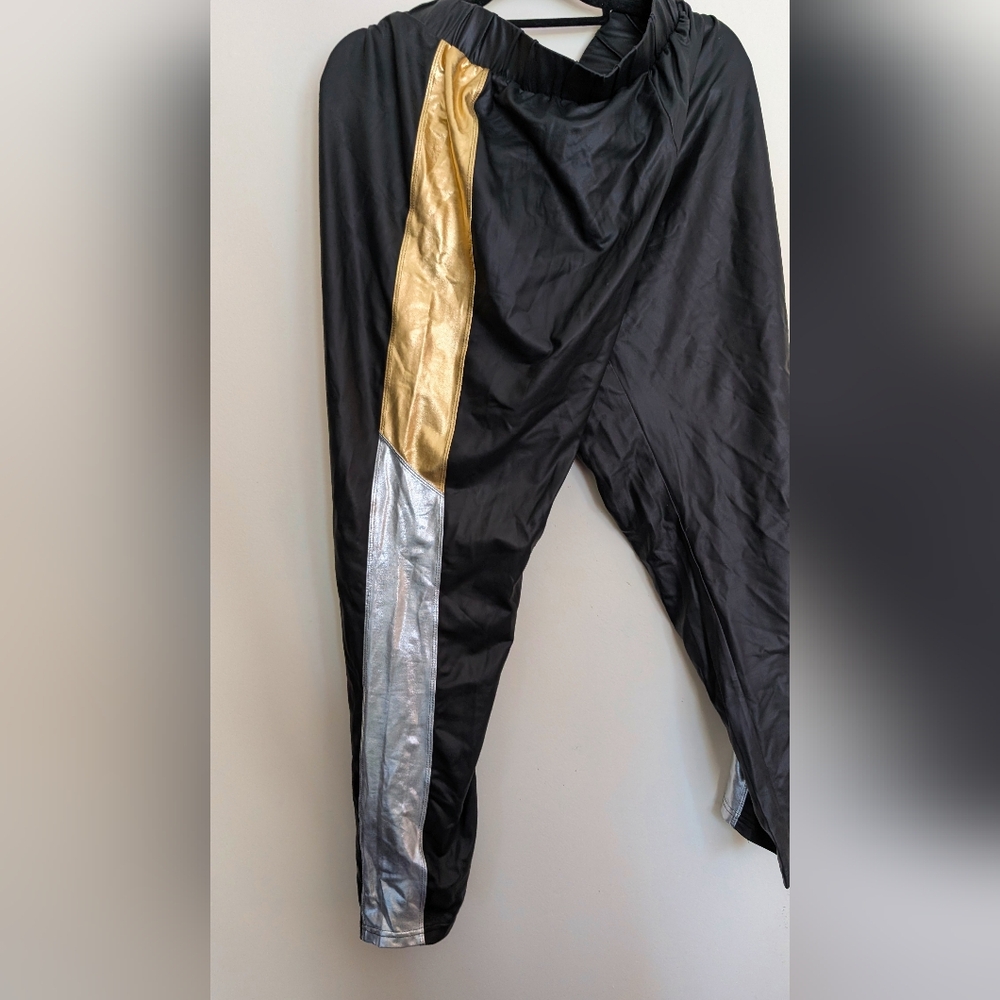 Black Leggings With Gold And Silver Stripes